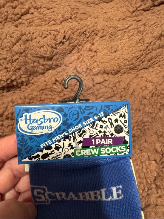 Hasbro Blue Scrabble Tile Crew Socks with Yellow Accents - Picture 2 of 2